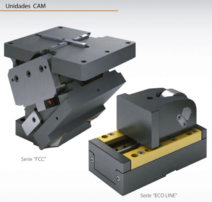 Unidades CAM  Carros de cuña para troqueles, carros de rodillo para troqueles.  Cam Slide Units  FIBRO